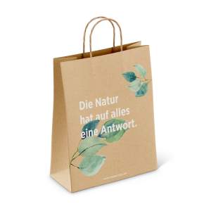 kingnature, Papiertasche, Recyclingpapier, 100% Recycling, Tasche, Reseller, Natur, grün, braun, Blätter